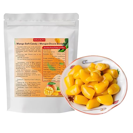WEIJUEJIYI Mango Gummy Candies 250g, Rubber Candies, Daily Casual Snacks | Sweet but not too rich,Soft and chewy texture,Individual packaging,Birthday party ,Afternoon tea, gatherings snack options