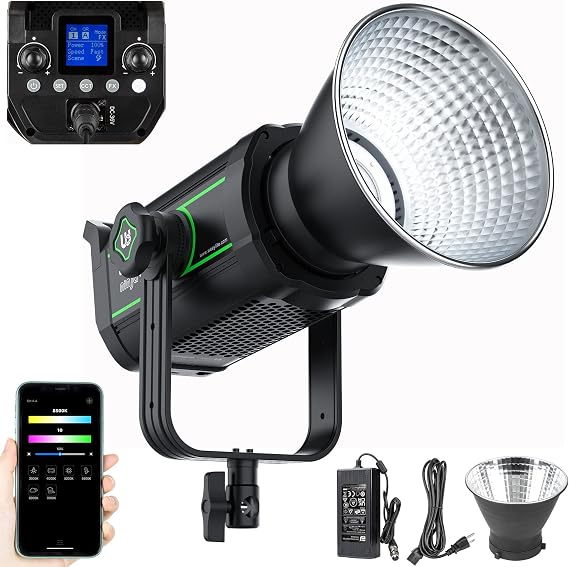 Weeylite 200W 5600K LED Video Light, Continuous Output Photography Lighting with CRI 95+TLCI 97+,79000 Lux@1M Bowens Mount & App Control for Video Recording Portrait Wedding Outdoor Shooting YouTube