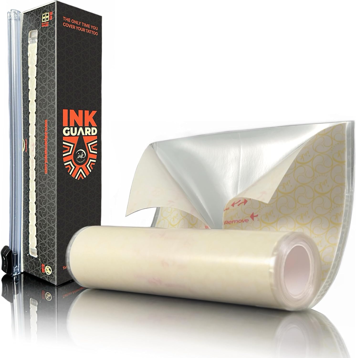 Ink Guard Tattoo Aftercare Bandage [6" x 6 Feet] – New Generation Waterproof Second Skin Film with Easy-Peel PET Backing – Breathable, Transparent Tattoo Wrap for Fast Healing & Protection