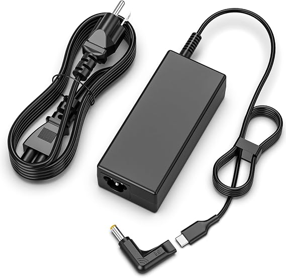 Charger Compatible with Lenovo Laptop Computer-2 Tips 65W 45W USB C Laptop Charger and Round Tip 4.0 * 1.7mm IdeaPad AC Adapter