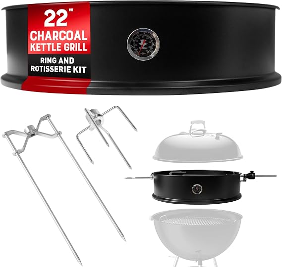 KANKA 22 In Kettle Grill BBQ Rotisserie Kit with Motor