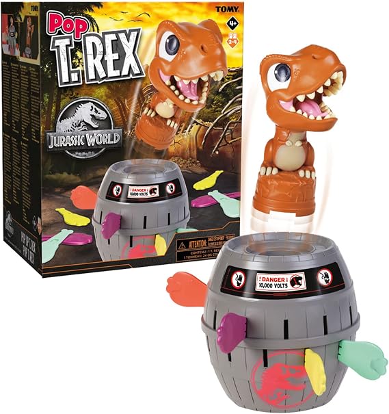 TOMY Pop Up T-Rex Board Game - Dinosaur Action Game - 2-4 Players | Officially Licensed Jurassic World Game, Easy to Play Preschool Games, Family Game Night, Dinosaur Games, Ages 4 Years+