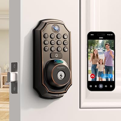 WiFi Video Smart Lock with Camera -Keyless Entry Deadbolt, 5-in-1 CameraDoorbellFingerprintKeypad, App Control, Two-Way Audio, Waterproof, Easy Installation