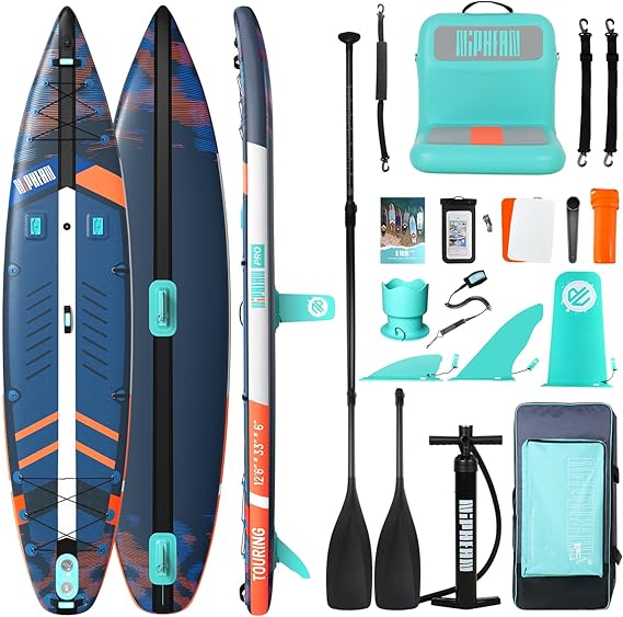 Niphean PRO Extra Large Inflatable Paddle Board with Seat, 11'6"/12'6" SUP