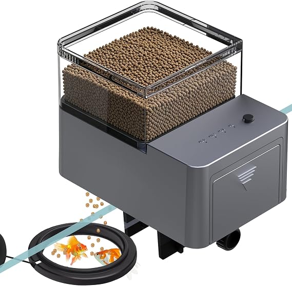 300ml Automatic Feeder for Aquarium Vacation Timer for Fish Tank Food Adjustable Auto Fish Feeder Dispenser for Pellets Strips 8/12/24/48H Timer Battery Operated(Not Included)