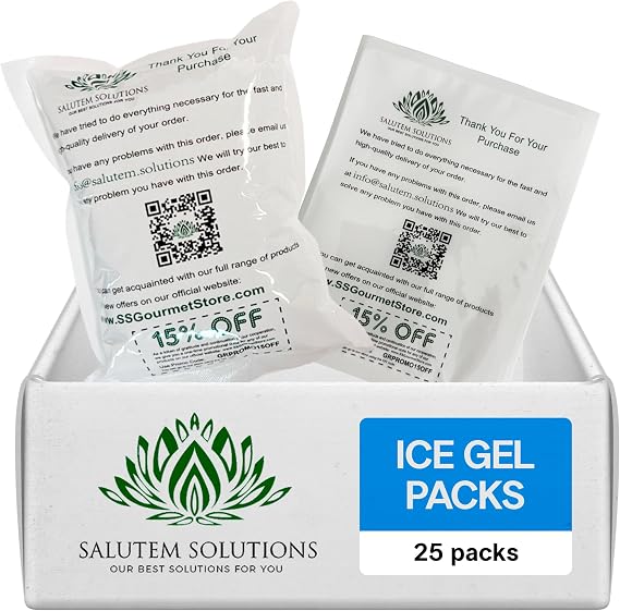 Reusable Ice Gel Packs |Pack of 25 (7 x 5.7 inches)| Leakproof, Food-Safe Cold Packs for Shipping Frozen Food, Lunch Boxes, Coolers & Storage