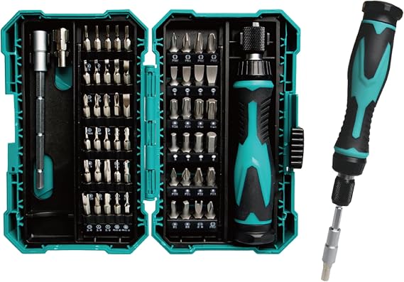 Pro'sKit 57 in 1 Driver Kit, Adjustable 3Length Extension bar, Non-Slip Handle, Swivel Cap, eletrical bits, Precision bits, Durable Protective Carrying case, Portable