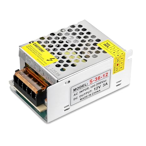 12V 3A Power Supply 36W AC to DC for 5050 3528 12V LED Strip Light | AC 110-220V to DC 12 Volt 3Amp 36W, Low Voltage Transformer, Universal Regulated Switching, For CCTV Camera Security System