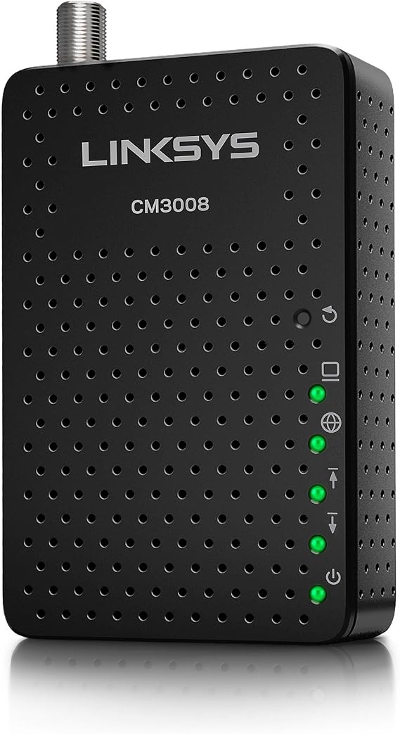 Linksys DOCSIS 3.0 8x4 Cable Modem Certified with Comcast Xfinity, Spectrum, Cox (CM3008)