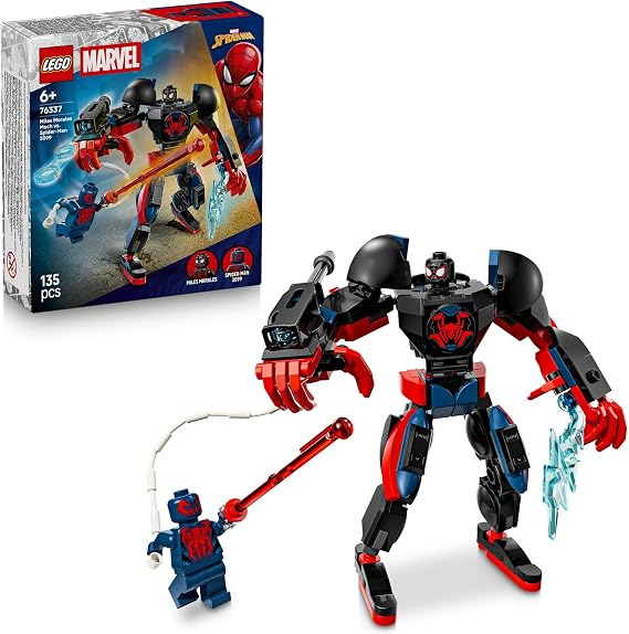 LEGO Marvel Miles Morales Robotu, Örümcek Adam 2099’a Karşı 76337-6 Yaş Üzeri Kız ve Erkek Çocuklar için 2 Minifigür İçeren Yaratıcı Oyuncak Yapım Seti, Rol Yapma Oyuncağı, Hediye Fikri (135 Parça)