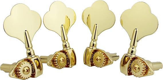 Guyker Open Frame Electric Bass Machine Head (2R + 2L) - 1:20 Ratio Gear Tuners Tuning Key Pegs - golden