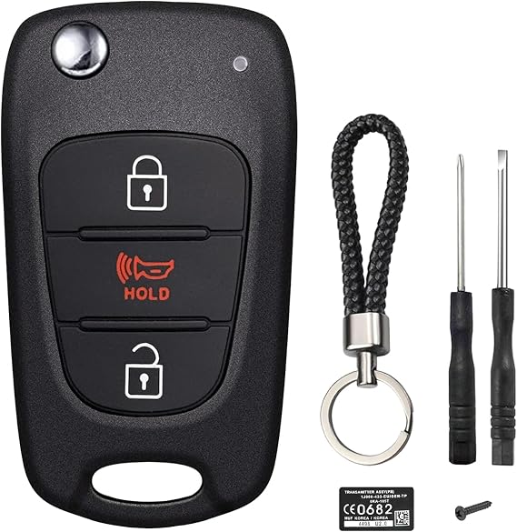 Flip Key Fob Shell Case Replacement Fits for Kia Soul 2011 2012 2013 2010 / Kia Rio / Kia Sportage 2012-2014 3 Button Car Keyless Entry Remote Control Folding Key Fob Cover