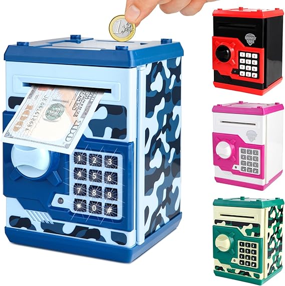 Pup Go ATM Piggy Bank for Kids 3-12, Kids Safe Machine, Money Box for Kid | Saving Box with Password, Large Capacity for Coins Notes, Cash Box, Money Saving Box Toy, Money Safe Machine, Gift Boys Girls