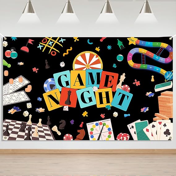 Mocsicka Game Night Backdrop Decorations