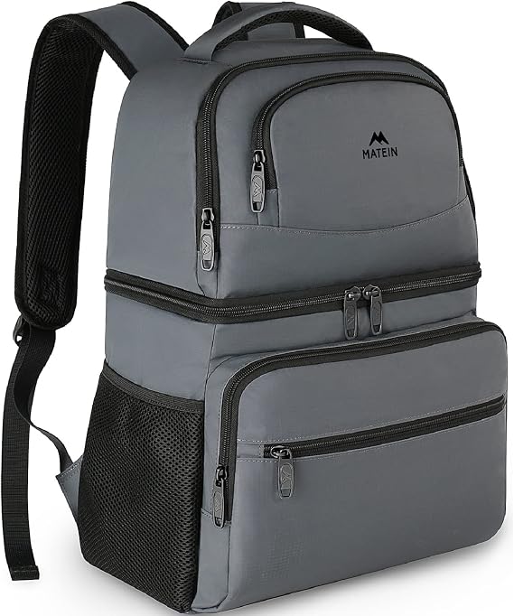 MATEIN Cooler Backpack, 26 Cans Insulated Lunch Backpack for Men Women, Leakproof Double Layer Lunch Cooler Bag Lightweight Soft Lunch Backpack with Cooler Compartment, Beach Camping Hiking Beer Gifts