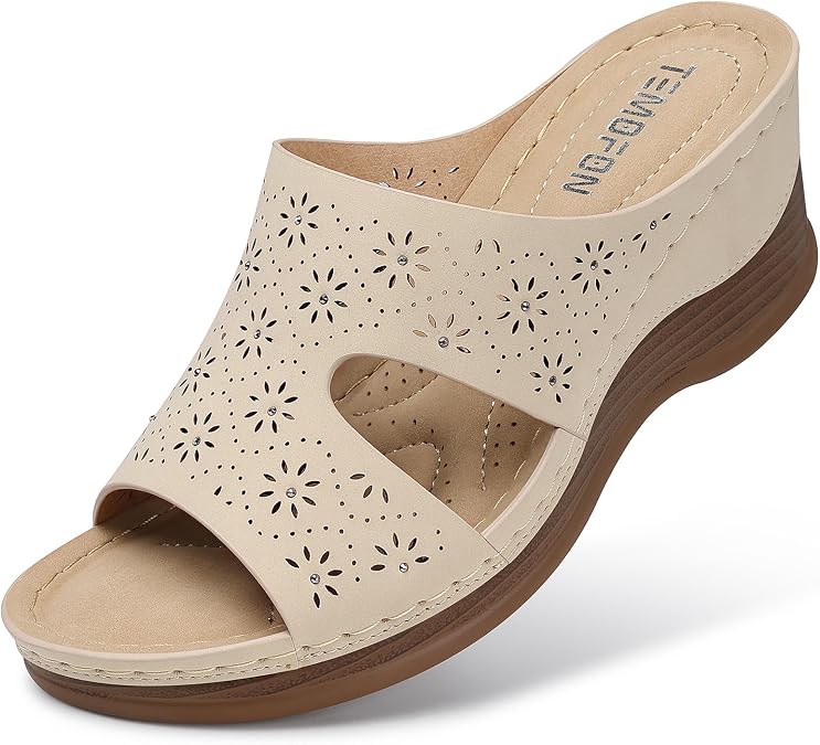 TEMOFON Women Wedge Sandals Dressy: Comfortable Lightweight Summer Shoes