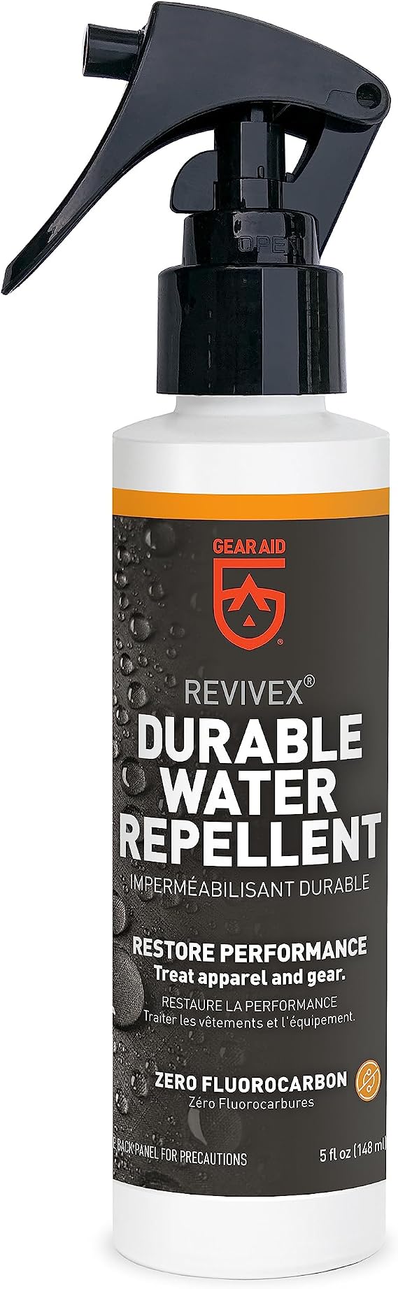 GEAR AID Revivex Durable Water Repellent (DWR) Spray for Waterproof Jackets, Rain Gear, Gore-TEX, Tents & Camping Gear Restore Waterproofing & Breathability, Various Sizes