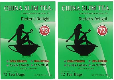 China Slim Dieters Tea Delight, Large, 72-Count Pack of 2, 144 tea bags total