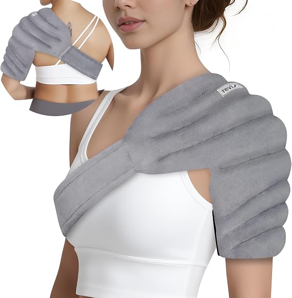 REVIX Shoulder Heating Pad Microwavable for Rotator Cuff, Moist Heat, Gray