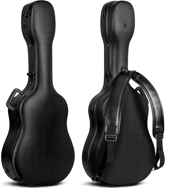 CAHAYA 41 Inch Hard Acoustic Guitar Case ABS Waterproof Guitar Bag 0.6 Inch Thick Padding for Acoustic Classical Guitars, Black CY0248