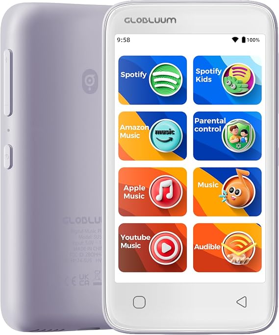 MP3 Player for Kids, Parental Controls,16GB, Supports Spotify and Audible, Bluetooth and WiFi(Dusty Lavender)