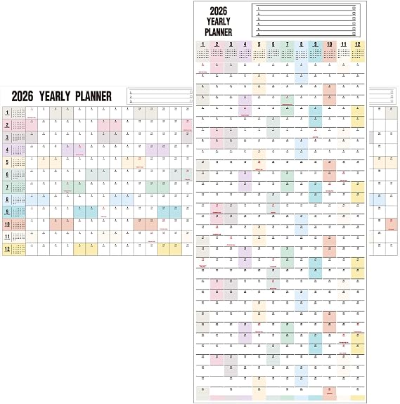Yearly Wall Calendar 2026 Dry Erase Calendar for Wall, Large Reversible Erasable Laminated Full Year Wall Calendar One Page, Horizontal/Vertical, 17"X 40" (Open), Rolled in Tube