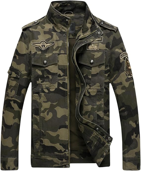 Springrain Men's Casual Military Jackets Camouflage Cotton Army Jacket Outwear