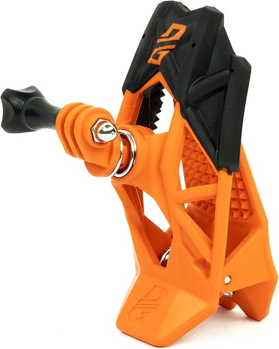 Dango Design Gripper Mount for GoPro/Osmo/Insta360 | Universal Helmet Clamp Mount for Action Cameras | Dirtbike, Motocross, Enduro, Motorcycle, and ATV Helmets | Action Orange