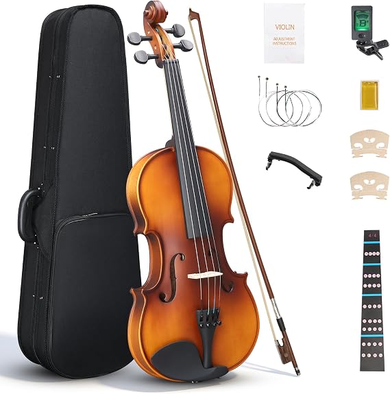 Ktaxon 4/4 Violin Solid Wood, Full Size Acoustic Fiddle Set (Matte)