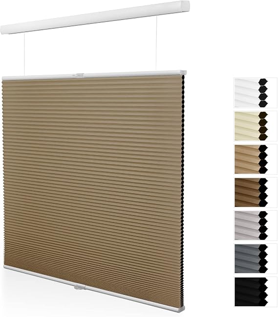 Cordless Top Down Bottom Up Cellular Shades Blackout Honeycomb Blinds for Windows, Thermal Insulated Single Cell Shades (40''W x 64''H, Brown)