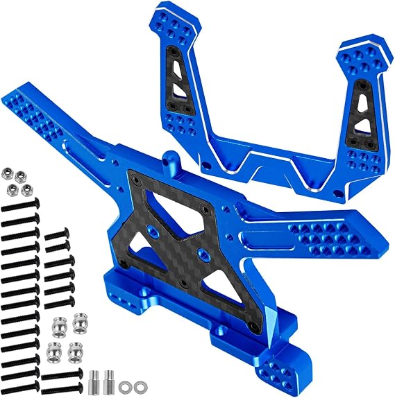 Aluminum Front Rear Shock Tower Shock Mounts Upgrades Part for 1/10 Slash 2wd (VXL)/Stampede 2wd (VXL)/Rustler 2wd (VXL)/Bandit 2wd (VXL),2Pcs RC Shock Tower Shock Hop-Up,Navy Blue