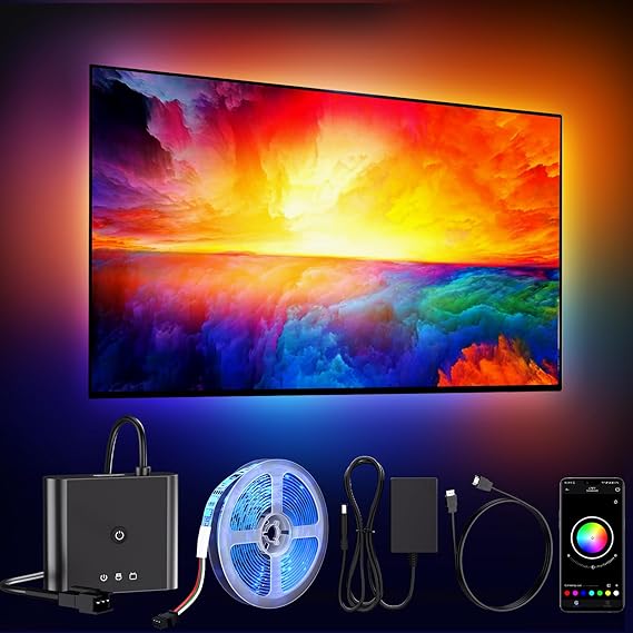 Smart TV LED Backlight Kit with HDMI 4K30Hz Sync Box,16.4ft TV LED Lights for 55-75 Inch, RGB led Strip Lights, Sync Color Changing Led Lights that Sync with Tv, PC, Game,App Control