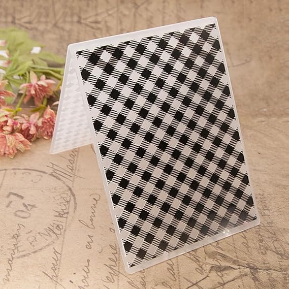 Striped Plaid Background Pattern Plastic Embossing Folder, 3D Textured Impressions Square Grid Background Embossing Folder Template for Card Making Scrapbooking Paper Craft Album Stamps DIY Decor