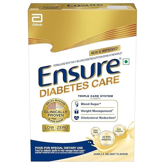 Ensure Diabetes Care Vanilla Powder, High Fiber, Protein, 36 Nutrients, Blood Sugar Management, 375g (13.23 oz), Pack of 2