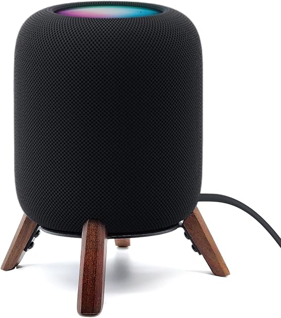 Real Wood Stand for Homepod 2nd gen (2023) speaker on desktop (walnut)
