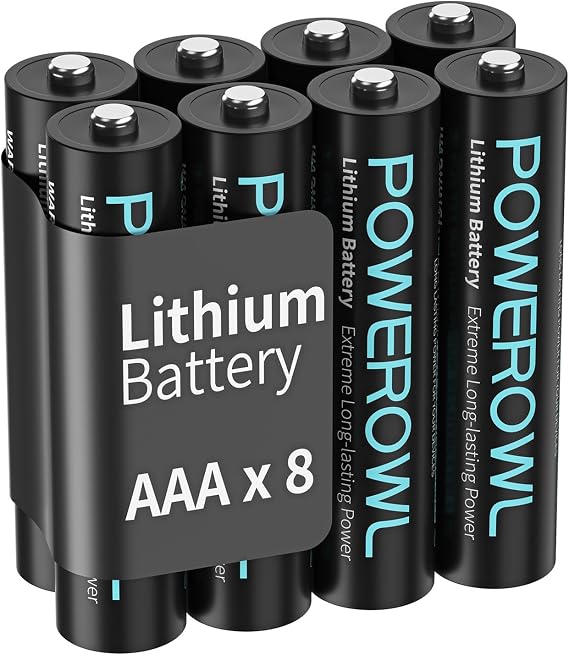 POWEROWL AAA Batteries, 1.5V Lithium, Triple A Battery - Pack of 8 (Not Rechargeable)