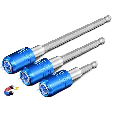 BLACKROBOT 3-Piece Magnetic Quick Change Impact Bit Holder, Drill Bit Extension for 1/4" Hex Drives, 2.5/4/6 Inch Length, Ideal for Screwdriver Bits, Nuts, Drills and Socket Driver Adapters
