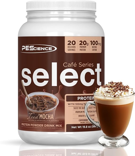 PEScience Select Cafe Protein Coffee Powder, Iced Mocha, 20 Servings