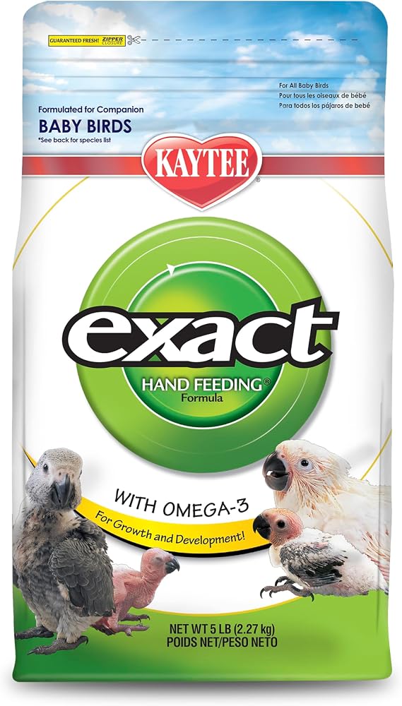 Kaytee Exact Hand Feeding Formula Baby Bird Food for Baby Birds, 5 Pounds | Kaytee bird seed, Baby bird formula, bird food parakeet, cockatiel bird food, digestive enzymes, baby bird feeding syringe