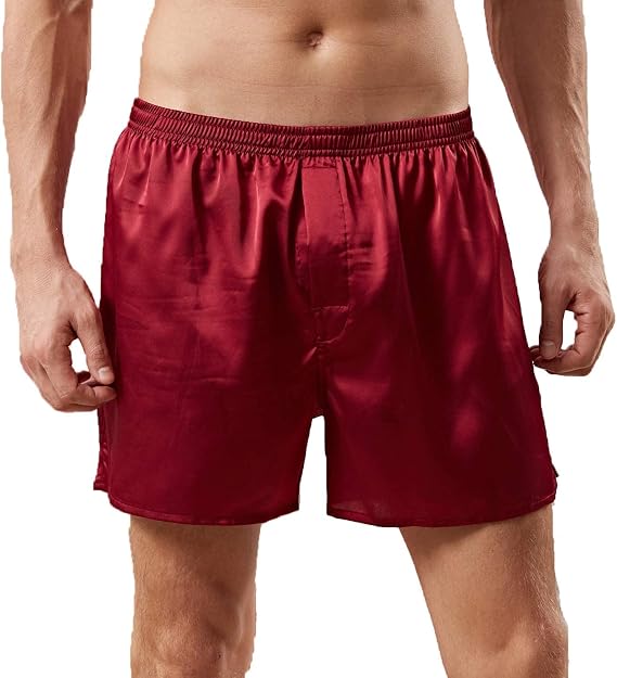 Mens Satin Boxer Shorts Silk Pajama Bottom Lounge Sleep Shorts for Men