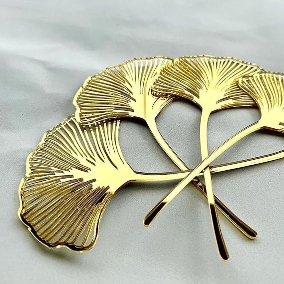 Gold Acrylic Ginkgo Leaf Cake Topper, 5 Pieces, Birthday Party Cake Decoration Set