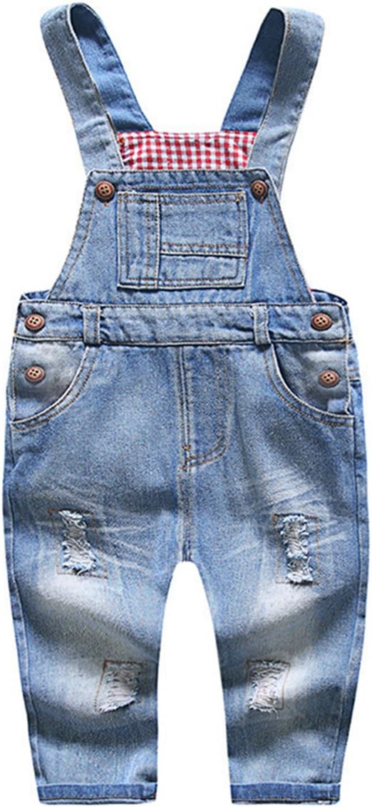 KIDSCOOL SPACE Baby & Little Boys/Girls Blue & Black Denim Overalls,Jean Workwear