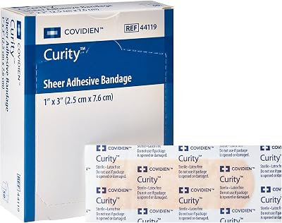 Curity Sheer Plastic Adhesive Bandage Sterile 1 x 3 50 per Box