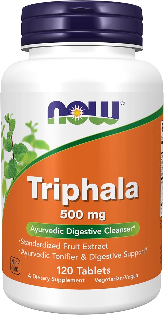 NOW Supplements, Triphala 500 mg, Combo of Harada, Amla & Behada, 120 Tabs