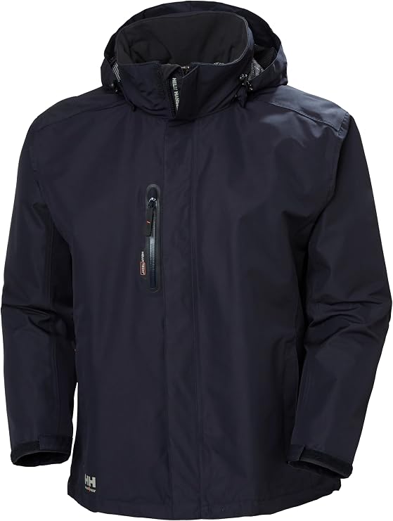 Helly Hansen Workwear Manchester Waterproof Shell Jackets for Men | High Collar and Detachable Hood, 3 Zippered Pockets, Fully Taped Construction, No Shoulder Seams
