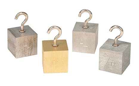 EISCO Density Cubes Set with Hooks - Includes 4 Metals - Brass, Lead, Aluminum & Steel - 1.25" (32mm) Sides - for use with Density, Specific Gravity Activities