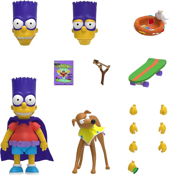 Super7 Ultimates The Simpsons Bartman - 7" The Simpsons Action Figure with Accessories Classic TV Show Collectibles and Retro Toys
