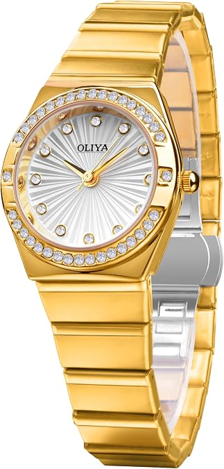 FORSINING Luxury Women's Diamond Watch Elegant Quartz Ladies Dress Watch Stainless Steel Luminous Date Waterproof Women Watches