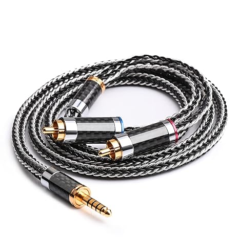 Q-ER 4.4MM Male to 2-Male RCA Audio Balanced Cable,for Digital Audio Player WM1A/1Z PHA-2A, Q-ER (1.5M(4.9ft))