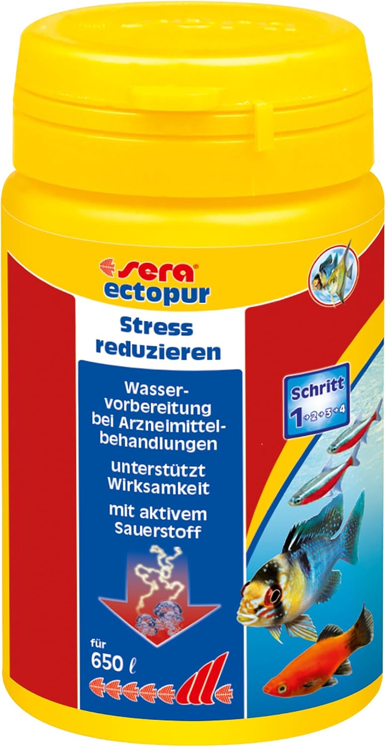 sera ectopur 100 ml 130 g – Hastalıklarda ve stresde hafifletme, temizleyici oksijenli, balıkların nefes almasını kolaylaştırır, stresi azaltır, ilaç etkisini destekler